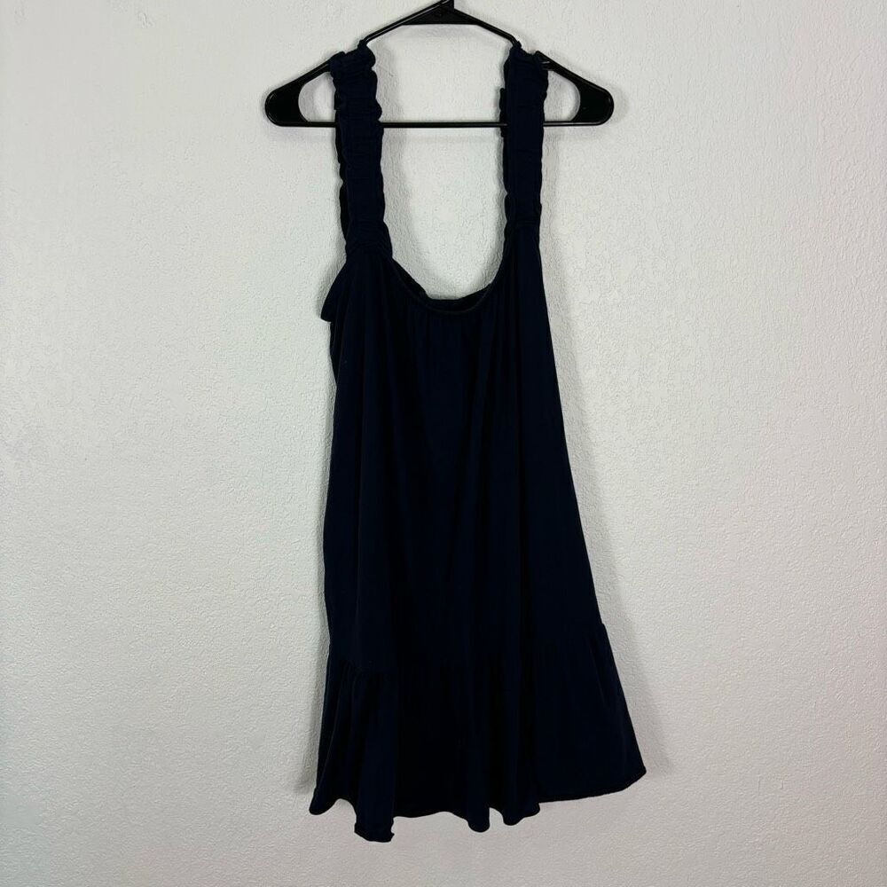 J. Crew Navy Blue 100% Cotton Ruffle Strap Dress Size Large